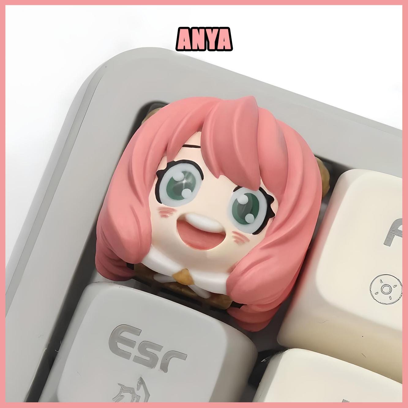 Cute Anya Spy Family Keycaps - Handmade Cherry MX Keycaps for Custom Mechanical Keyboards