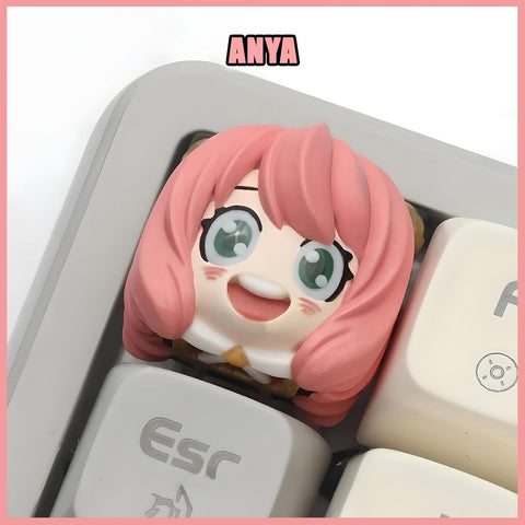 Cute Anya Spy Family Keycaps - Handmade Cherry MX Keycaps for Custom Mechanical Keyboards