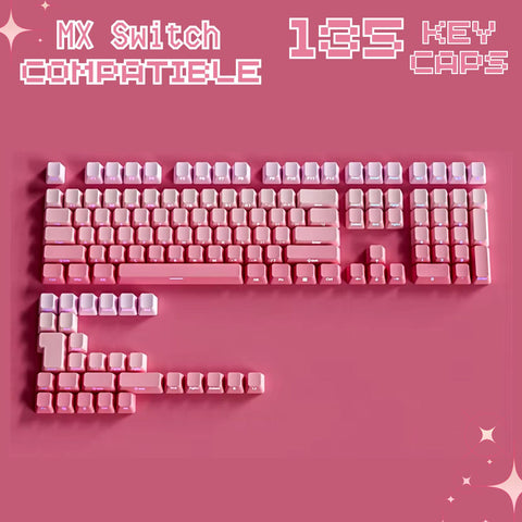 135 Pink Keycap Set Cute Keycaps OEM Profile, PBT Keycaps, Cherry MX Switches, Mechanical Keyboard Keycaps, Aesthetic Keycaps Gamer Setup