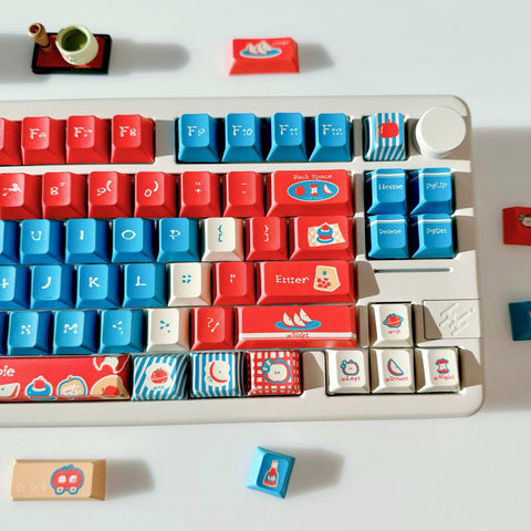 Red Apple Keycap Set, Cherry Profile, Cute Art, PBT, Cherry MX Stem, Dye-Sub Legends