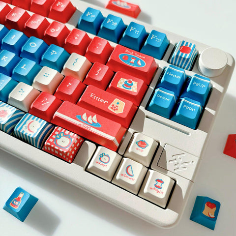 Red Apple Keycap Set, Cherry Profile, Cute Art, PBT, Cherry MX Stem, Dye-Sub Legends