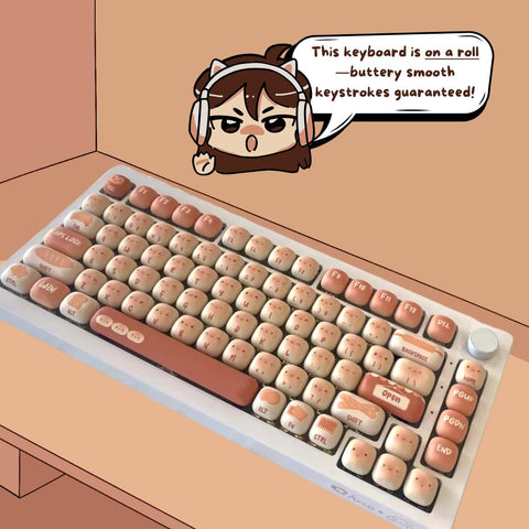 138 Keycap Set Cute Bread Keycaps MOG Profile, PBT Keycaps, Cherry MX Switches, Mechanical Keyboard Keycaps, Anime Keycaps Gamer Keyboard