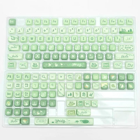 Jungle Fantasy Green Keycaps Cute Keycaps Custom Keycaps MOA Keycaps Artisan Keycaps Matcha Keycaps