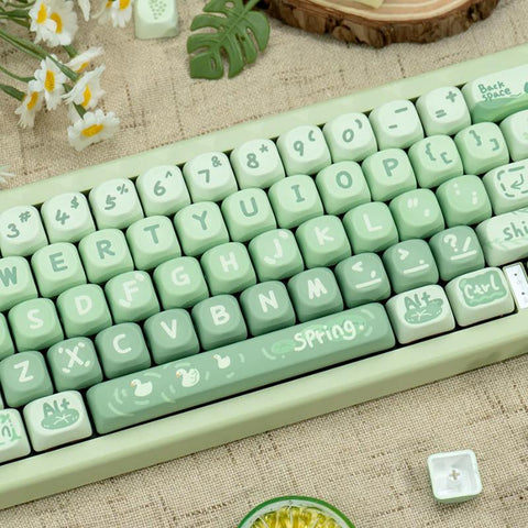 Jungle Fantasy Green Keycaps Cute Keycaps Custom Keycaps MOA Keycaps Artisan Keycaps Matcha Keycaps