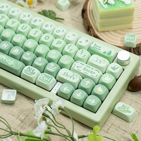Jungle Fantasy Green Keycaps Cute Keycaps Custom Keycaps MOA Keycaps Artisan Keycaps Matcha Keycaps