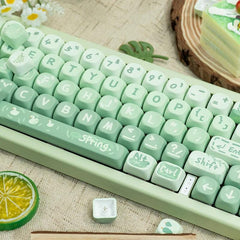 Jungle Fantasy Green Keycaps Cute Keycaps Custom Keycaps MOA Keycaps Artisan Keycaps Matcha Keycaps
