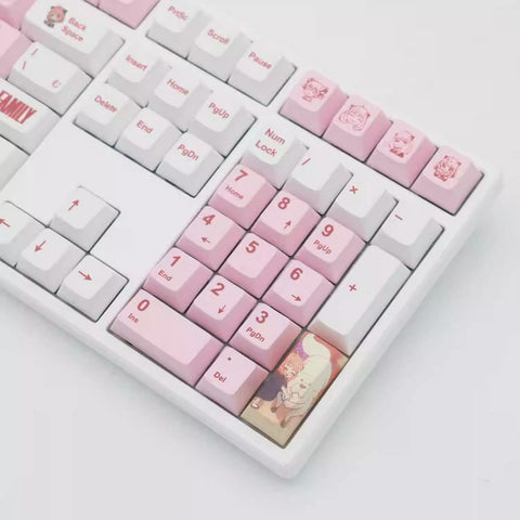 Cute Pink Spy x Family Theme Anya Keycap Set for Mechanical Keyboard, Anime Keycap Set, Japanese Keycap, PBT Dye-Sub, Cherry Profile, 147pcs