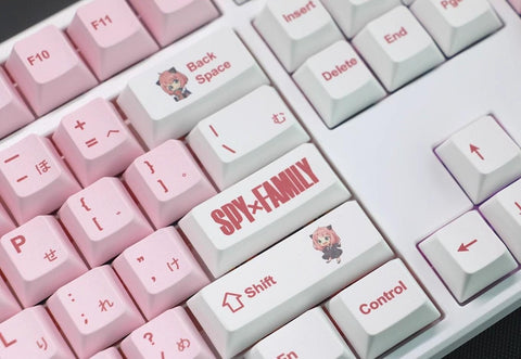 Cute Pink Spy x Family Theme Anya Keycap Set for Mechanical Keyboard, Anime Keycap Set, Japanese Keycap, PBT Dye-Sub, Cherry Profile, 147pcs