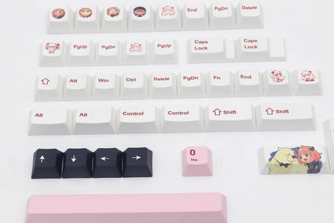 Cute Pink Spy x Family Theme Anya Keycap Set for Mechanical Keyboard, Anime Keycap Set, Japanese Keycap, PBT Dye-Sub, Cherry Profile, 147pcs