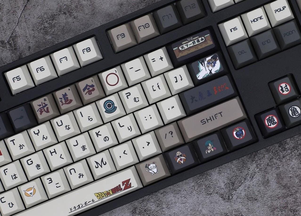 Cool Anime Inspired Japanese PBT Keycap Set for Mechanical Keyboard, PBT Material, DyeSub Process, Cherry Profile, Mx(+)Switches, 126/137pcs