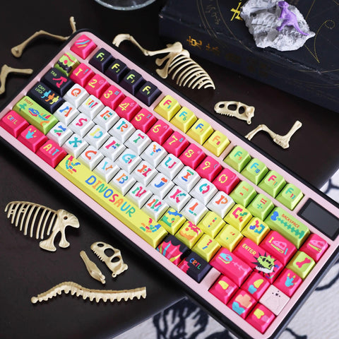 Cool Colorful Dinosaur Theme Keycap Set for Mechanical Keyboard, PBT, ISO, Cherry Profile, Dye-Sub Legends, Mx(+)Switches, 146pcs