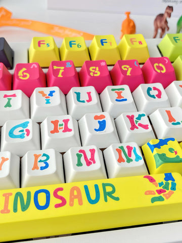Cool Colorful Dinosaur Theme Keycap Set for Mechanical Keyboard, PBT, ISO, Cherry Profile, Dye-Sub Legends, Mx(+)Switches, 146pcs