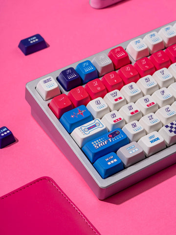 Cool Gaming Theme PBT ISO Blue Keycap Set for Mechanical Keyboard, MDA Profile, Dye-Sub Legends, Mx(+)Switches, 140pcs