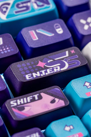 Purple Cool Gaming Theme PBT ISO Keycap Set for Mechanical Keyboard, MDA Profile, Dye-Sub Legends, Mx(+)Switches, 140pcs