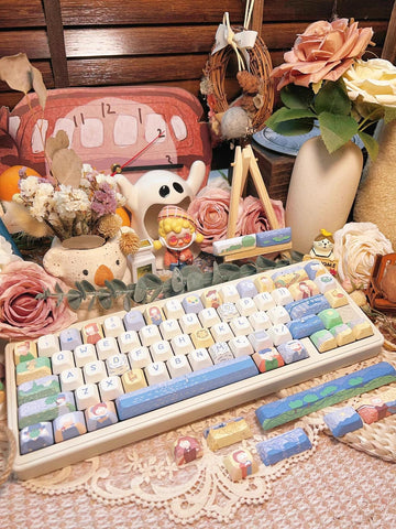 Cute Art Parody Theme PBT ISO Keycap Set for Mechanical Keyboard, DMA & Cherry Profile, Inspired by Iconic Paintings, DyeSub Process, 150pcs