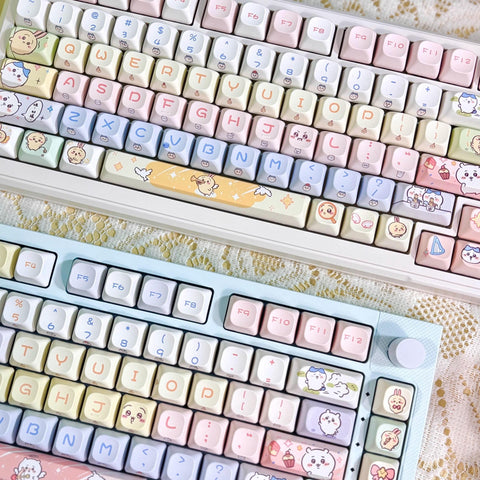 Cute Chiikawa Theme PBT ISO Anime Keycap Set for Mechanical Keyboard, Kawaii Keycap Set, DMA Profile, Dye-Sub Process, 150pcs