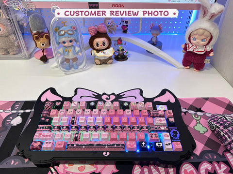 Cool Guardian Theme PBT MOA Pink Keycap Set for Mechanical Keyboard, Artisan Keycaps, ISO Keycaps, Cherry & Moa Profile, Dye-Sub, 142pcs
