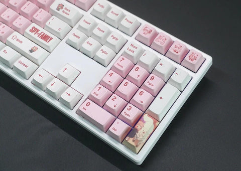 Cute Pink Spy x Family Theme Anya Keycap Set for Mechanical Keyboard, Anime Keycap Set, Japanese Keycap, PBT Dye-Sub, Cherry Profile, 147pcs