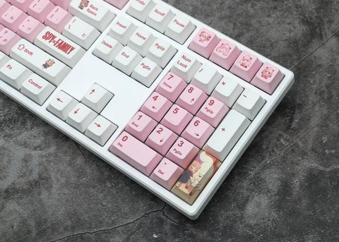 Cute Pink Spy x Family Theme Anya Keycap Set for Mechanical Keyboard, Anime Keycap Set, Japanese Keycap, PBT Dye-Sub, Cherry Profile, 147pcs