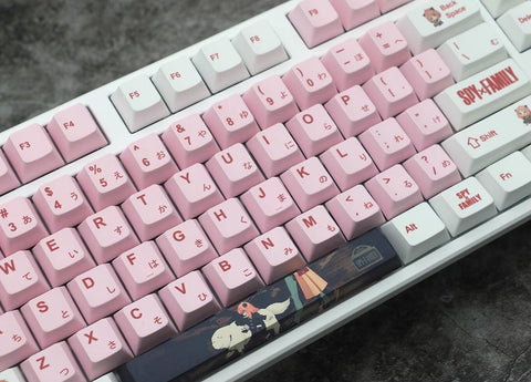 Cute Pink Spy x Family Theme Anya Keycap Set for Mechanical Keyboard, Anime Keycap Set, Japanese Keycap, PBT Dye-Sub, Cherry Profile, 147pcs