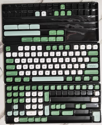 Cute Green Matcha PBT MOA ISO Keycap Set for Mechanical Keyboard, Kawaii Keycap Set, Moa Profile, Dye-Sub Process, Mx(+)Switches, 127/144pcs