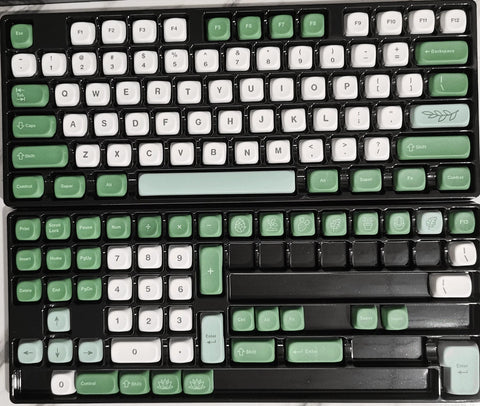 Cute Green Matcha PBT MOA ISO Keycap Set for Mechanical Keyboard, Kawaii Keycap Set, Moa Profile, Dye-Sub Process, Mx(+)Switches, 127/144pcs