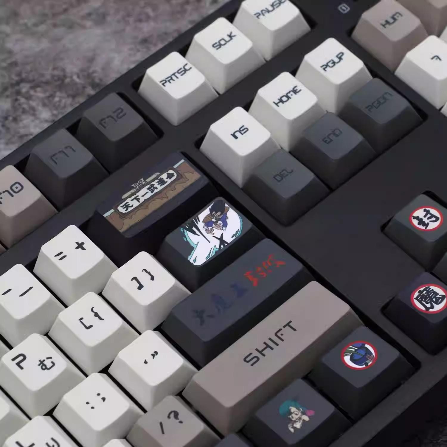 Cool Anime Inspired Japanese PBT Keycap Set for Mechanical Keyboard, PBT Material, DyeSub Process, Cherry Profile, Mx(+)Switches, 126/137pcs