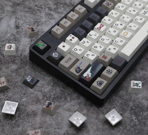 Cool Anime Inspired Japanese PBT Keycap Set for Mechanical Keyboard, PBT Material, DyeSub Process, Cherry Profile, Mx(+)Switches, 126/137pcs