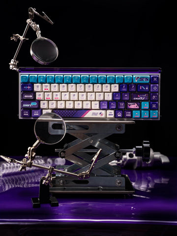 Cool Purple Backlit Transparent PBT ISO Keycap Set for Mechanical Keyboards, Custom Keycap Set, MDA Profile, Side-Printed, Dye-Sub, 193pcs