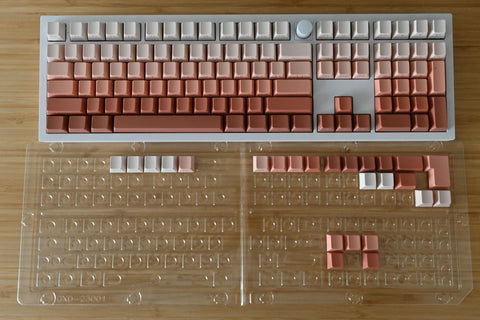 Backlit Pink Red Gradient Side Print Keycap Set for Mechanical Keyboard | 130 keys | Cherry Profile | MX Switch Type | PBT Material