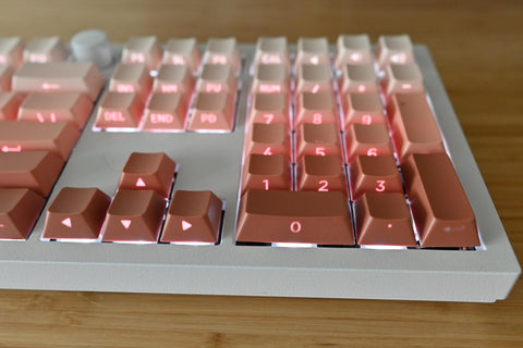 Backlit Pink Red Gradient Side Print Keycap Set for Mechanical Keyboard | 130 keys | Cherry Profile | MX Switch Type | PBT Material