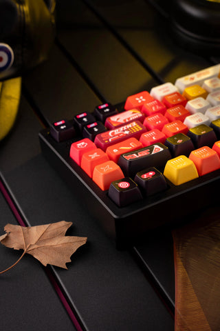 Cool Red Gaming Theme PBT ISO Keycap Set for Mechanical Keyboard, MDA Profile, Dye-Sub Legends, Mx(+)Switches, 140pcs