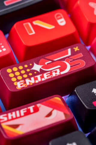 Cool Red Gaming Theme PBT ISO Keycap Set for Mechanical Keyboard, MDA Profile, Dye-Sub Legends, Mx(+)Switches, 140pcs
