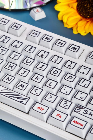 Cute Graffiti Theme PBT XDA Keycap Set for Mechanical Keyboard, Artisan Keycap Set, Kawaii Keycap Set, XDA Profile, Pbt Dye-Sub, 125pcs