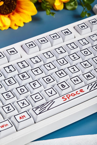 Cute Graffiti Theme PBT XDA Keycap Set for Mechanical Keyboard, Artisan Keycap Set, Kawaii Keycap Set, XDA Profile, Pbt Dye-Sub, 125pcs