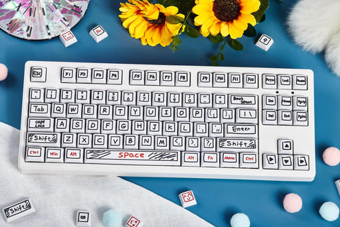 Cute Graffiti Theme PBT XDA Keycap Set for Mechanical Keyboard, Artisan Keycap Set, Kawaii Keycap Set, XDA Profile, Pbt Dye-Sub, 125pcs