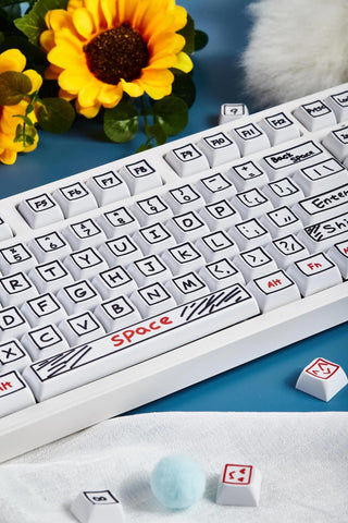 Cute Graffiti Theme PBT XDA Keycap Set for Mechanical Keyboard, Artisan Keycap Set, Kawaii Keycap Set, XDA Profile, Pbt Dye-Sub, 125pcs