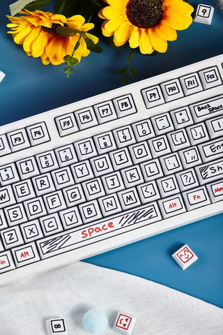 Cute Graffiti Theme PBT XDA Keycap Set for Mechanical Keyboard, Artisan Keycap Set, Kawaii Keycap Set, XDA Profile, Pbt Dye-Sub, 125pcs
