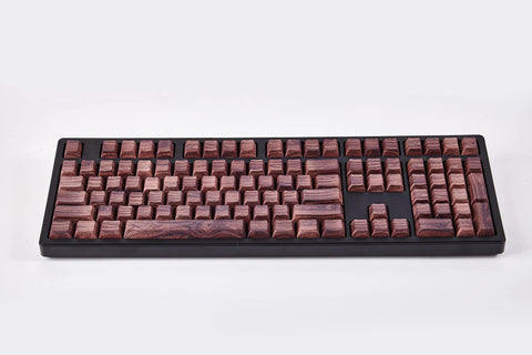 Cool Wooden-Style PBT Backlit Keycap Set for Mechanical Keyboard, Artisan Keycaps, PBT Dye-Sub, Side-Printed, Cherry Profile, 135pcs
