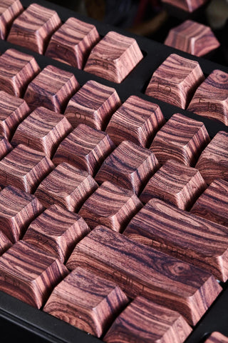 Cool Wooden-Style PBT Backlit Keycap Set for Mechanical Keyboard, Artisan Keycaps, PBT Dye-Sub, Side-Printed, Cherry Profile, 135pcs