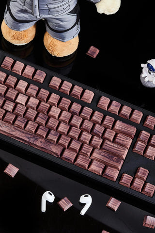 Cool Wooden-Style PBT Backlit Keycap Set for Mechanical Keyboard, Artisan Keycaps, PBT Dye-Sub, Side-Printed, Cherry Profile, 135pcs