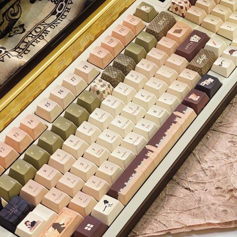 Cool Sherlock Holmes Theme Keycap Set for Mechanical Keyboard, Detective Keycaps, Artisan Keycaps, PBT Dye-Sub, PC Gamer Gifts