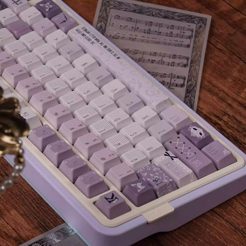 Violet Theme Cool Purple Keycaps Set for Mechanical Keyboard, Artisan Keycaps, ISO Keycaps, Cherry Profile, PBT Dye-Sub, 139pcs