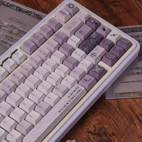 Violet Theme Cool Purple Keycaps Set for Mechanical Keyboard, Artisan Keycaps, ISO Keycaps, Cherry Profile, PBT Dye-Sub, 139pcs