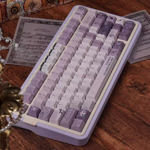 Violet Theme Cool Purple Keycaps Set for Mechanical Keyboard, Artisan Keycaps, ISO Keycaps, Cherry Profile, PBT Dye-Sub, 139pcs