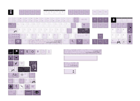 Violet Theme Cool Purple Keycaps Set for Mechanical Keyboard, Artisan Keycaps, ISO Keycaps, Cherry Profile, PBT Dye-Sub, 139pcs