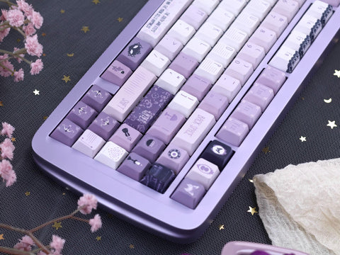 Violet Theme Cool Purple Keycaps Set for Mechanical Keyboard, Artisan Keycaps, ISO Keycaps, Cherry Profile, PBT Dye-Sub, 139pcs