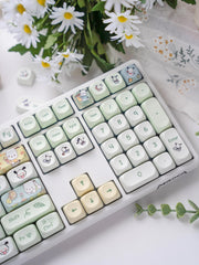 Cute Pochacco Theme Green Keycap Set for Mechanical Keyboard, Kawaii Keycaps, Artisan Keycaps, PBT Dye-Sub, MOA Profile, 148pcs