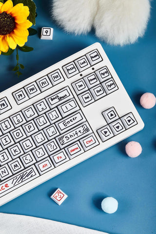 Cute Graffiti Theme PBT XDA Keycap Set for Mechanical Keyboard, Artisan Keycap Set, Kawaii Keycap Set, XDA Profile, Pbt Dye-Sub, 125pcs