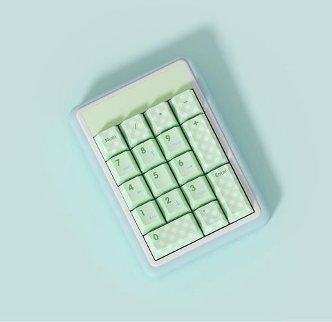 Cute Green Matcha Mint Plaid Keycaps Set for Mechanical Keyboard, Artisan Keycaps, PBT Dye-Sub, Cherry Profile, Mx(+)Switches, 129pcs